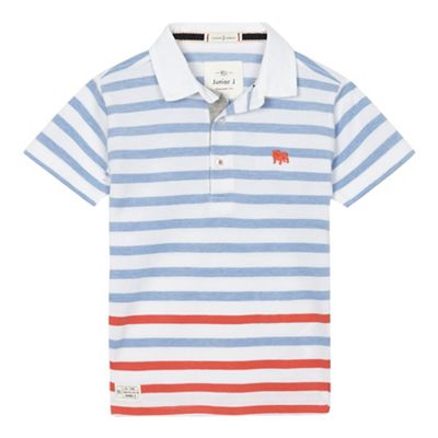 Boys' white and blue striped polo shirt